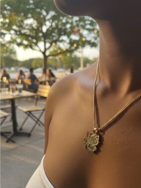 Hello Kitty Style Gold-Tone Double Pendant Necklace